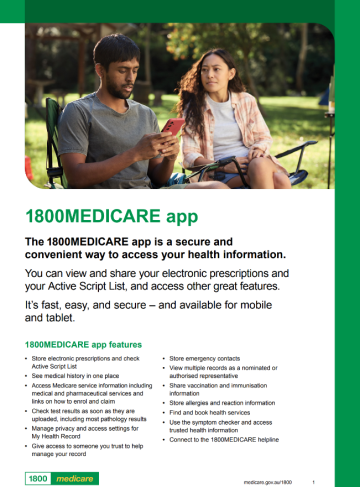 Fact sheet about the 1800MEDICARE mobile phone app