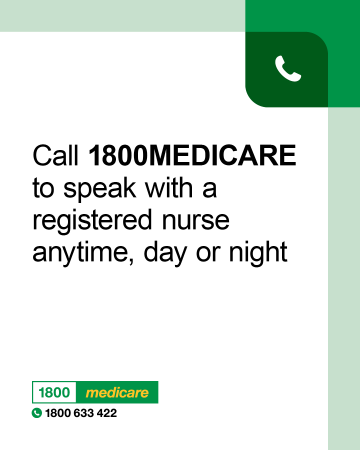 Social media tile promoting 1800MEDICARE. Text reads: 'Call 1800MEDICARE to speak with a registered nurse anytime, day or night'