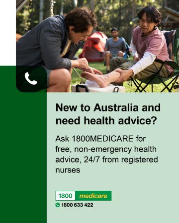 New to Australia and need health advice fact sheet depicts a person receiving first aid on their ankle