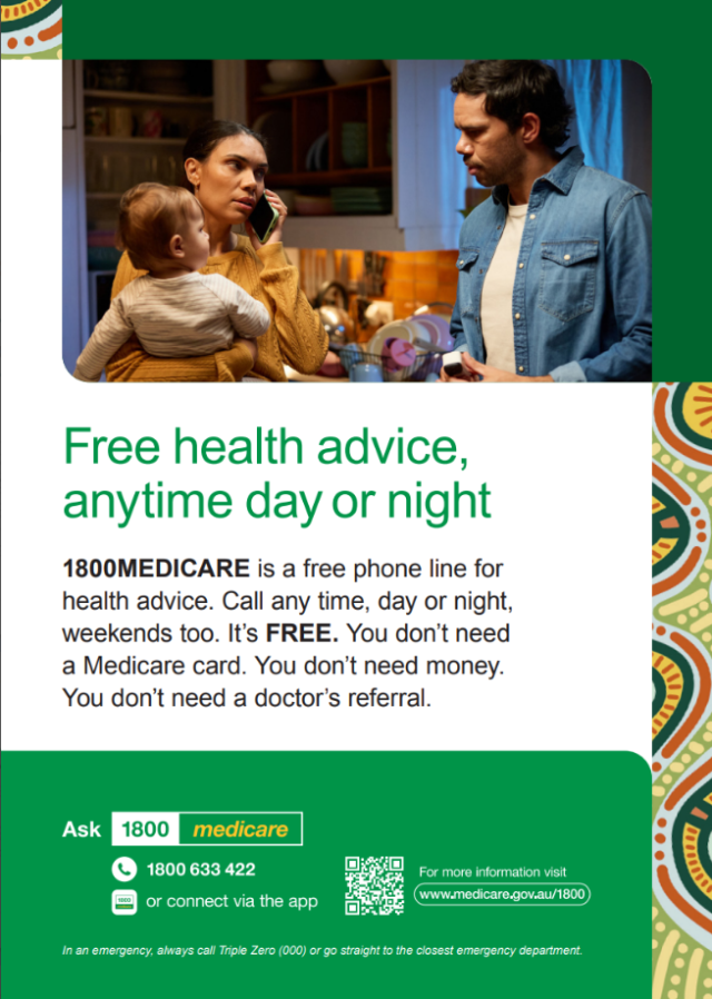 Image of a First Nations poster that provides information about the 1800MEDICARE service.