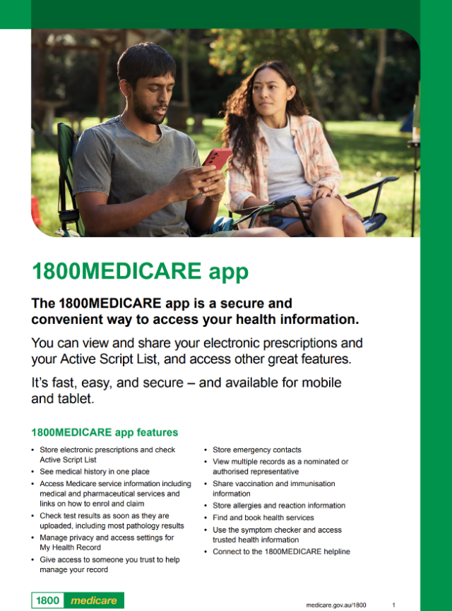 Fact sheet about the 1800MEDICARE mobile phone app