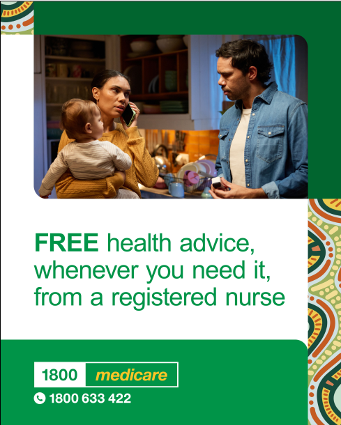 Social media tile promoting 1800MEDICARE. Text reads: 'FREE health advice, whenever you need it, from a registered nurse.'