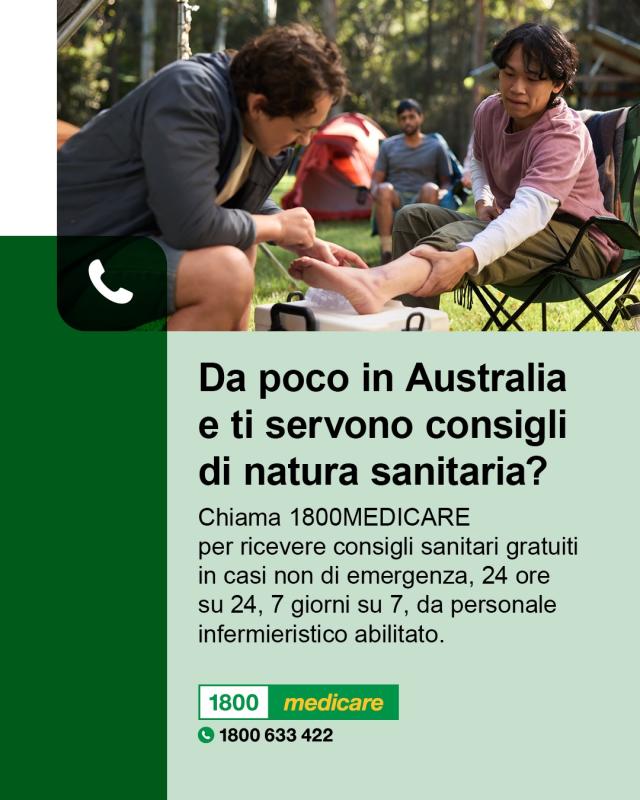 New to Australia and need health advice Italian fact sheet depicts a person receiving first aid on their ankle