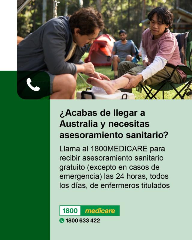 New to Australia and need health advice Spanish fact sheet depicts a person receiving first aid on their ankle